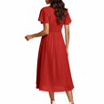 thumbnail image 3 of NTACZA Summer Dresses Dressy Wedding Guest Dress Flowy Midi Faux-Wrap Short Sleeve V-Neck Size S, 3 of 5