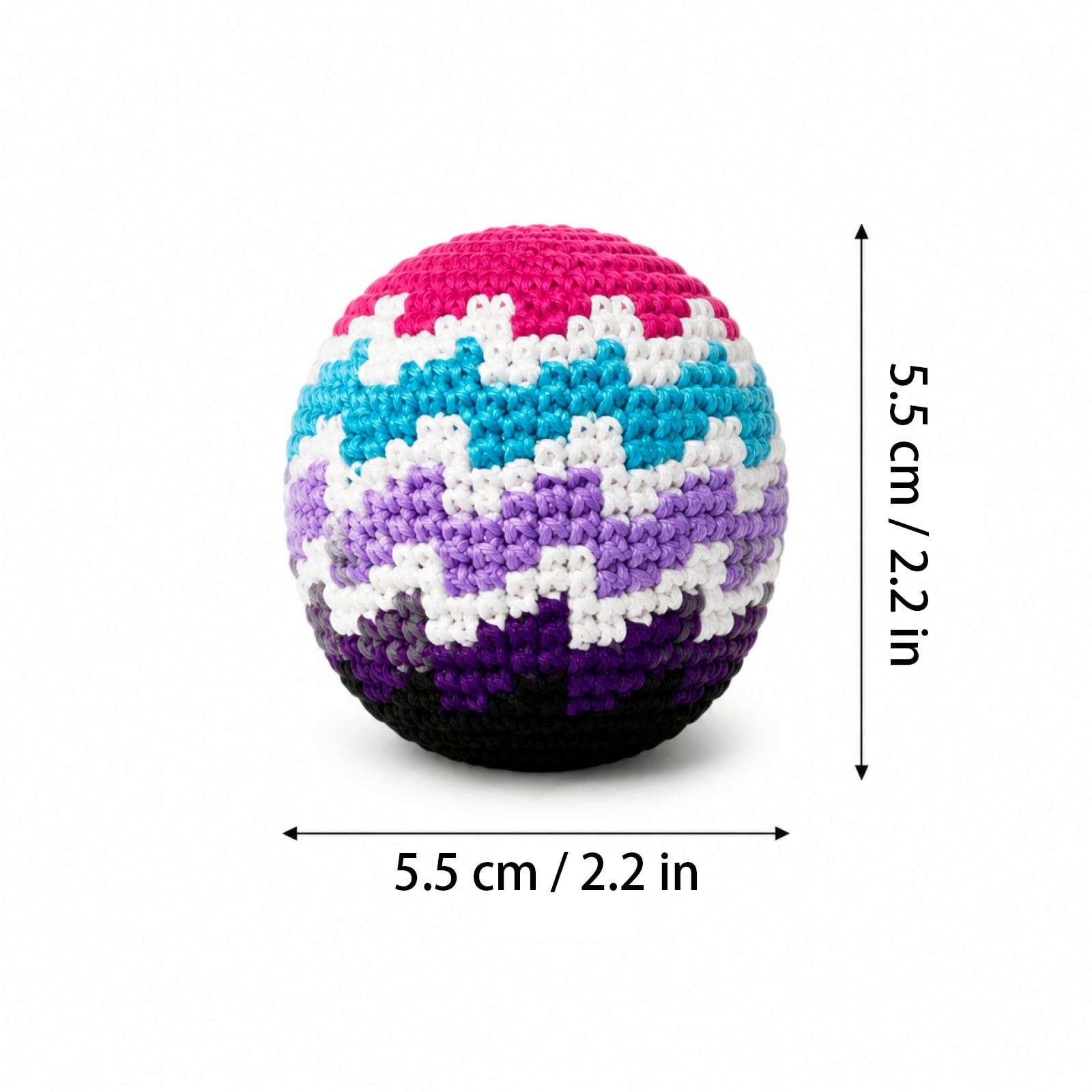 Premium Hand-Knit Crochet Juggling Balls - Professional 2.2" Weighted Striped Bean Bags for Skill Training, Soft Stress Relief Hand Exercise Squeeze Balls, Multi-Color Set of 6