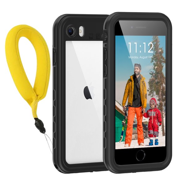 Compatible with iPhone SE 2022 Waterproof Case/iPhone SE 2020 Heavy Duty Case/iPhone 7 Clear Case with Strap/iPhone 8 Case with Screen Protector Swiming Skiing Gifts