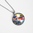 thumbnail image 4 of Robot Unicorn Attack Elegant Glass Circular Pendant Necklace - Stylish Necklaces for Women, 4 of 5