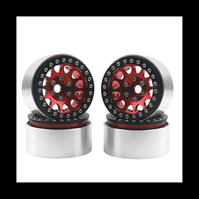 4Pcs 1.9 Metal Beadlock Rueda Hub Llanta para 1/10 RC TRX4 SCX10 SCX10-II 90046 SCX10-III AXI03007 D90 Red
