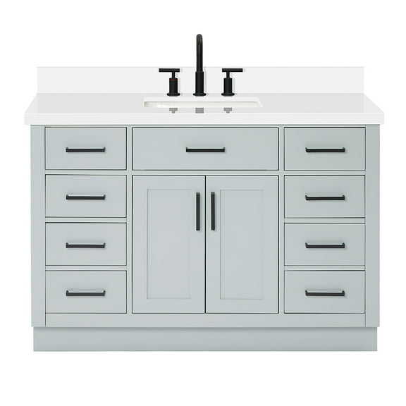 ARIEL Hepburn 49 Inch Rectangle Sink Vanity With White Quartz Countertop In Grey