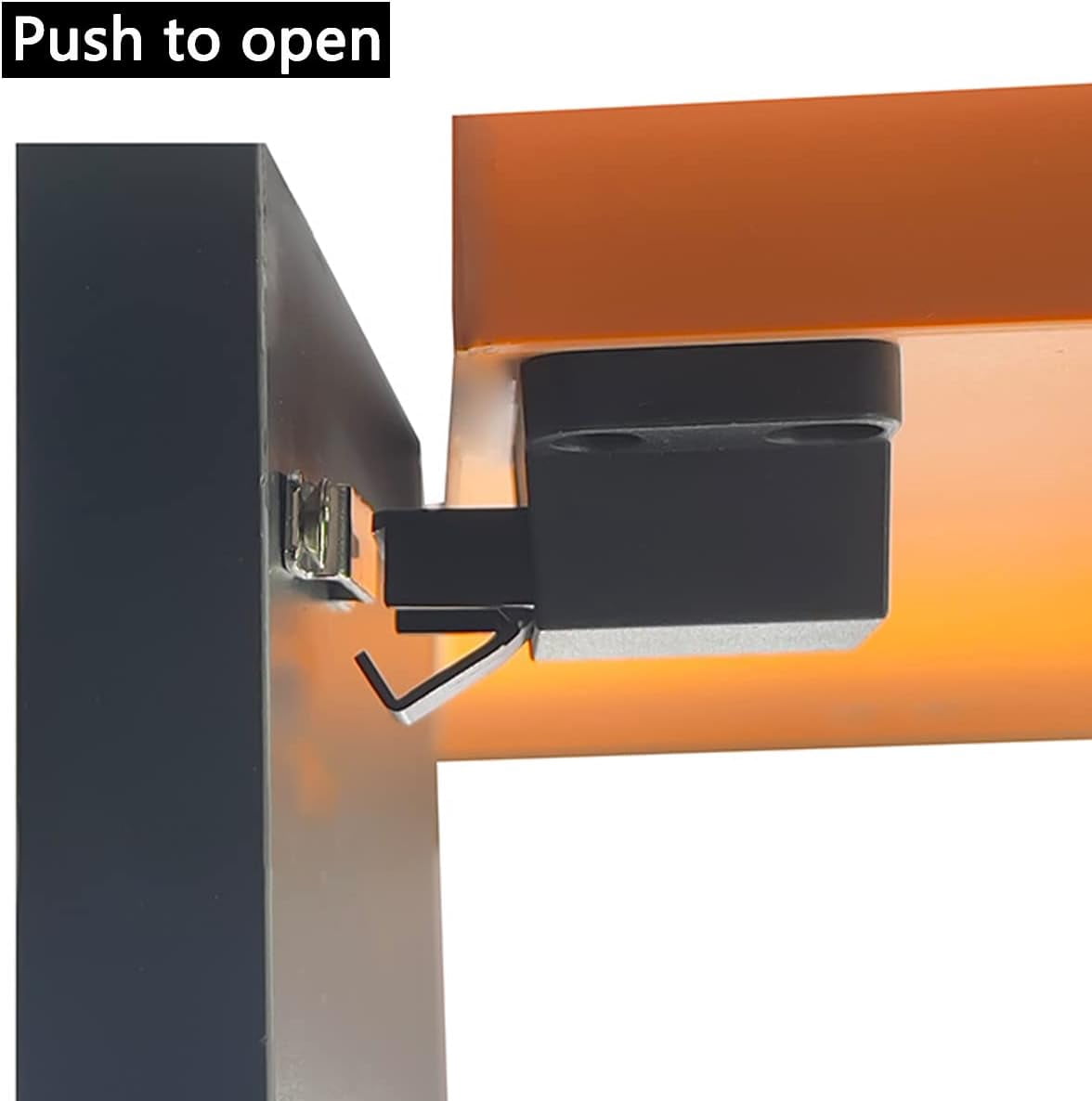 JJEAN-Self-Closing Push to Open Door Latch Cabinet Hardware 2 Pack Push Latches & Lock for Hidden Door Push Release Drawer Pull Tip on Closet Close Touch Locking Strong Pop Out, Black