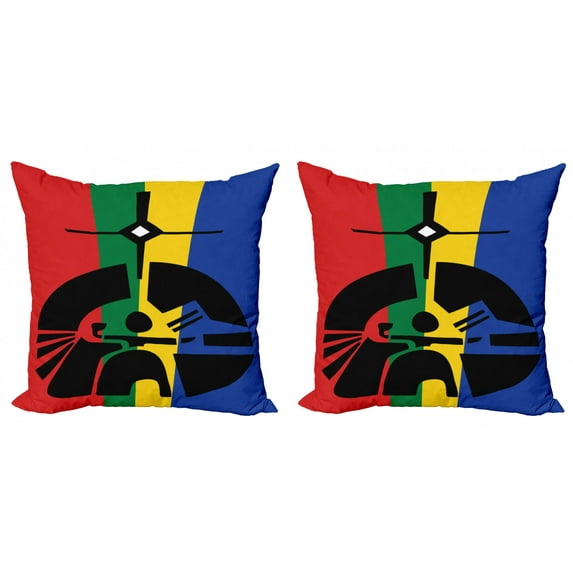 Tribal Throw Pillow Cushion Cover Pack of 2, Abstract Design on Colorful Line Vertical Rays Illustration, Zippered Double-Side Digital Print, 4 Sizes, Multicolor, by Ambesonne