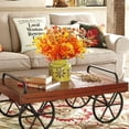 thumbnail image 4 of 10 Bundles Artificial Fall Plants Fake Boston Fern UV Resistant Greenery Shrubs Outdoor Indoor Thanksgiving Porch Garden Decoration (Fall Orange), 4 of 5