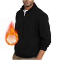 thumbnail image 5 of Aimik Hanes Men's Quarter Zip Sweatshirt Sherpa Lined Fleece Zipper Pullover Heavyweight Winter Warm Cotton Sweater-Black M, 5 of 6