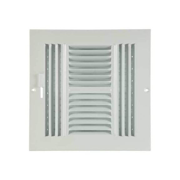 Sidewall/Ceiling Register 9.75 X 9.75, White, Steel, 210 cfm
