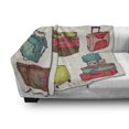 thumbnail image 3 of Hipster Soft Flannel Fleece Blanket, Colorful Suitcases Holiday Inspired Design Travelling Abroad Vintage Style Artwork, Cozy Plush for Indoor and Outdoor Use, 50" x 60", Multicolor, by Ambesonne, 3 of 6