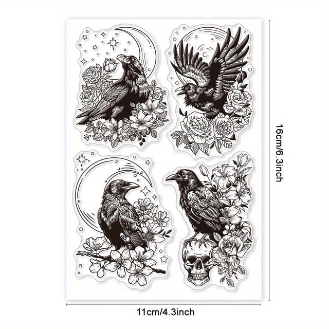Water Drop Crow Cartoon Cat Stamp | Transparent Stamp Painting Tools | DIY Scrapbooking Craft Card Decoration Rubber Stamp