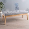 thumbnail image 1 of Multifunctional 43-Inch Bench with Button Tufted Seat | Perfect for Bedroom Footboard, Living Room, or Entryway | Upholstered Window Bench with Wood Legs | Light Gray, 1 of 5