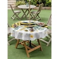 thumbnail image 3 of Outdoor Tablecloth with Umbrella Hole and Zipper, Bee Love Round Table Cloth 60 Inch Waterproof Tablecloth, Daisy Eucalyptus Leaves Rustic Gray Plaid Picnic Table Cover for Patio Camping, 3 of 7