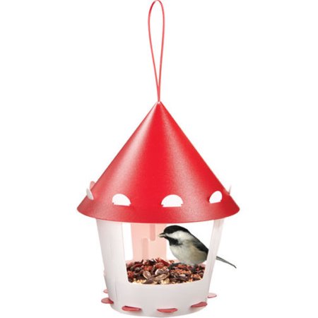 Tweet Tweet Home Cone Bird Feeder Red Top White Mini Small