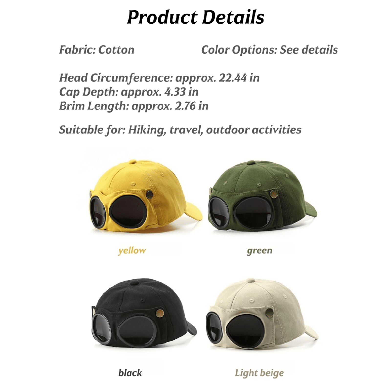 Vintage Goggle Baseball Cap for Men and Women, Creative Aviator-Inspired Cotton Hat with Flip-Down Goggle Design, Adjustable Casual Cap for Outdoor, Travel, Streetwear Style