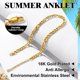 thumbnail image 5 of Pulsera de tobillera PROSTEEL oro 6 mm mujeres niñas cadena Fígaro Acero inoxidable playa verano, 5 of 7