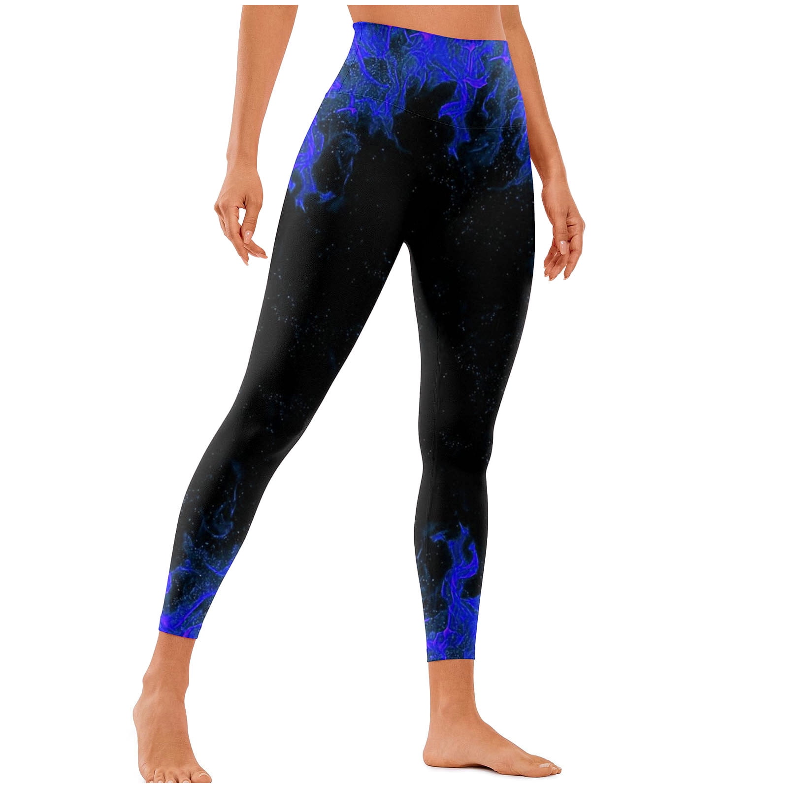 QATAINLAV Leggings for Women, Flame Print High Waisted Workout Leggings for Women Seamless Butt Lifting Legging 2024 Tummy Control Soft Yoga Pants Licras Deportivas de Mujer Blue XL
