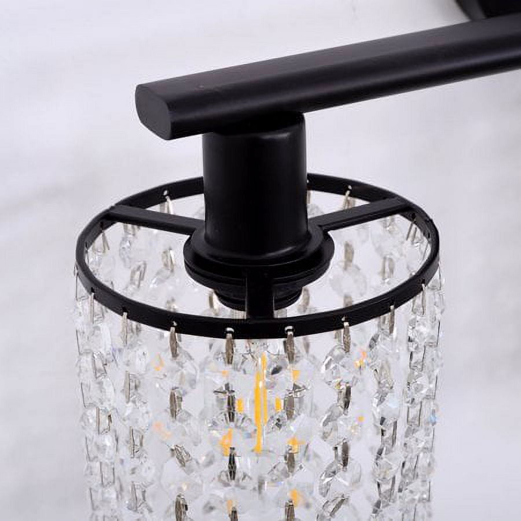 LOHAS 3-Light Modern Black Bathroom Vanity Lights with Crystal Shade, Industrial Crystal Drop Bathroom Lighting Fixtures,Interior Lighting Fixture Over Mirror