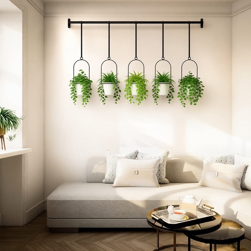 5-Pot Expandable Hanging Planter Set | Ceiling Mount for Indoor/Outdoor Herb Garden, Balcony, Window, Kitchen - Easy Install, Vintage Style, Lightweight, Polished Finish, and