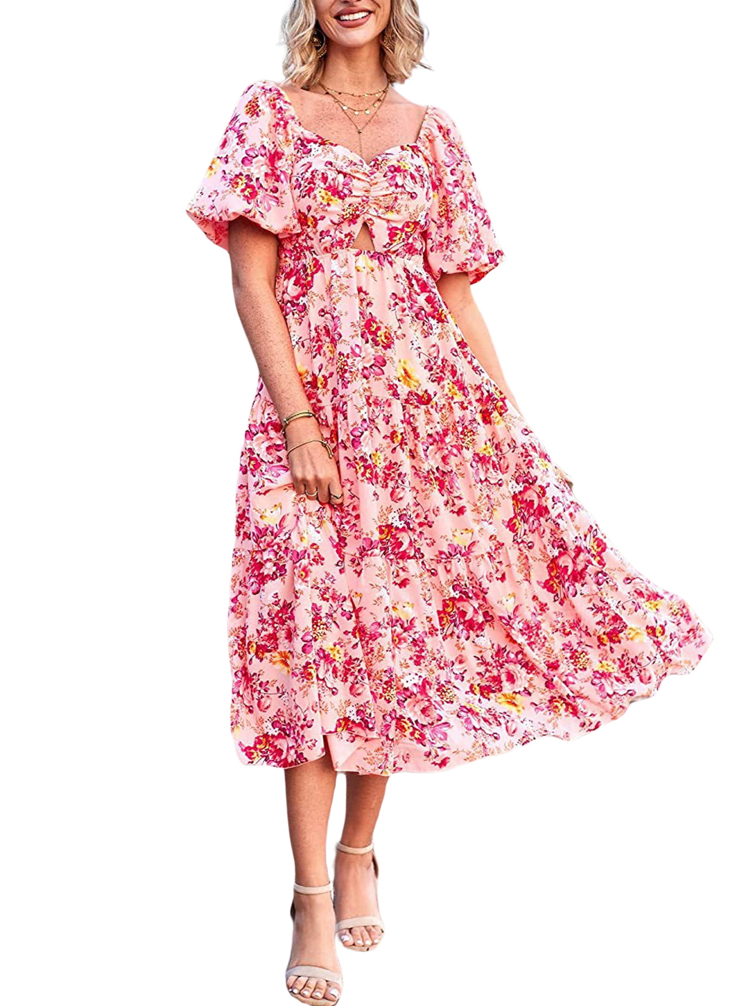 Women’s Floral Midi Casual Summer Dress - Craw Leigh main image 0