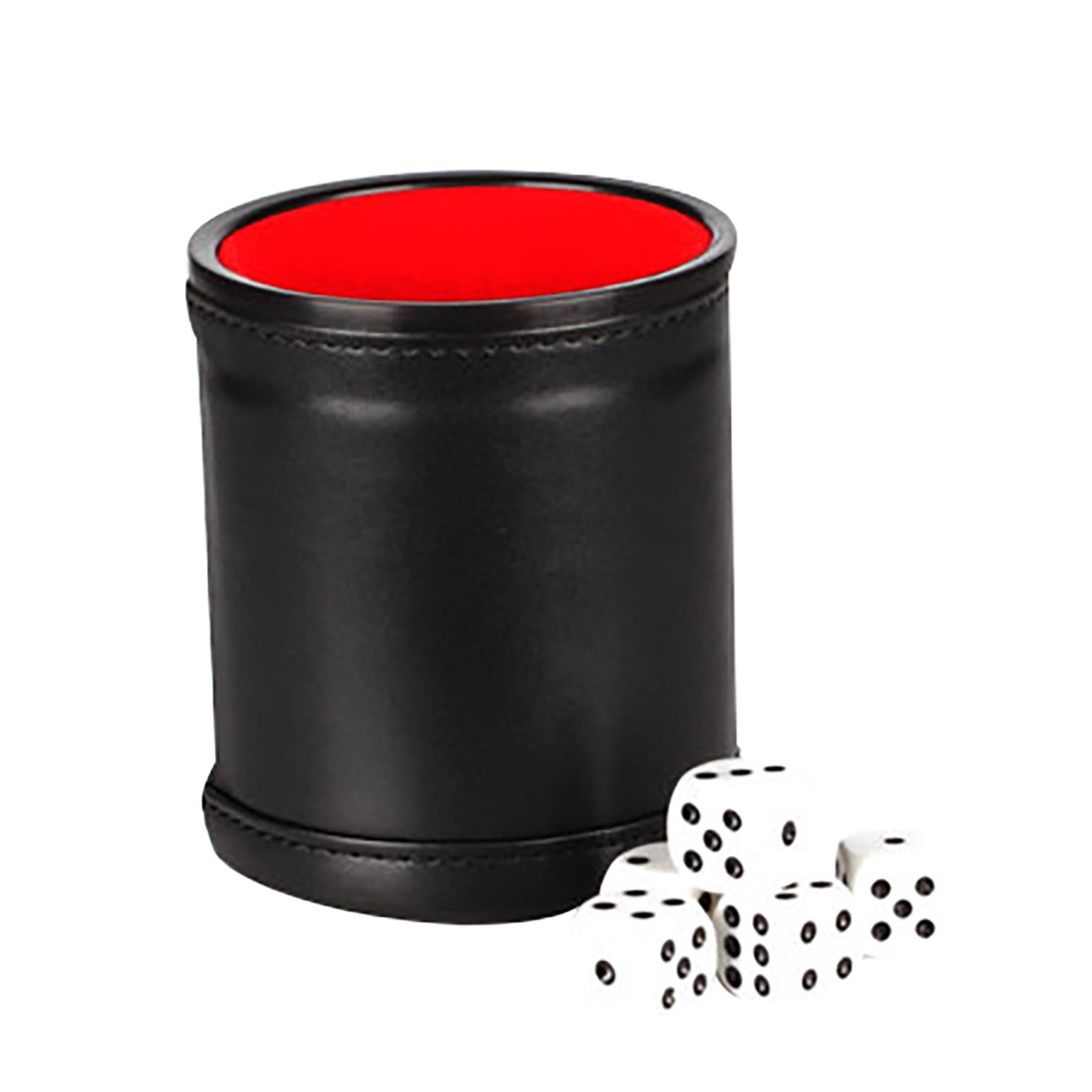 board games PU leather and red felt lining suitable for table games indoor entertainment Dice cup faux leather with lid contains 5 dice leather with cube set family parties bar entertainment.