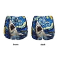 thumbnail image 3 of Balery Vintage Starry Sky Shark Pattern Women's Running Shorts with Liner 2 Pockets Elastic Workout Athletic Gym Yoga Shorts-XX-Large, 3 of 7