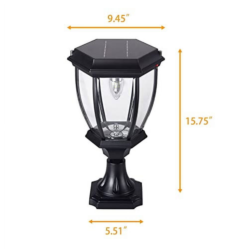 Kendal Solar Post Lights Outdoor, Waterproof Fence Solar Powered Pillar LED Light, Solar Deck Post Lights Decorations Porch Railing Patio with Clear Glass, Warm White, Black