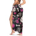 thumbnail image 2 of Uourmeti Womens Dark-Pink Floral Skull Coverups for Bathing Suits Lightweight Sarong Pareo Wraps Plus Size Chiffon Scarf Blouse for Swimwear, 2 of 7