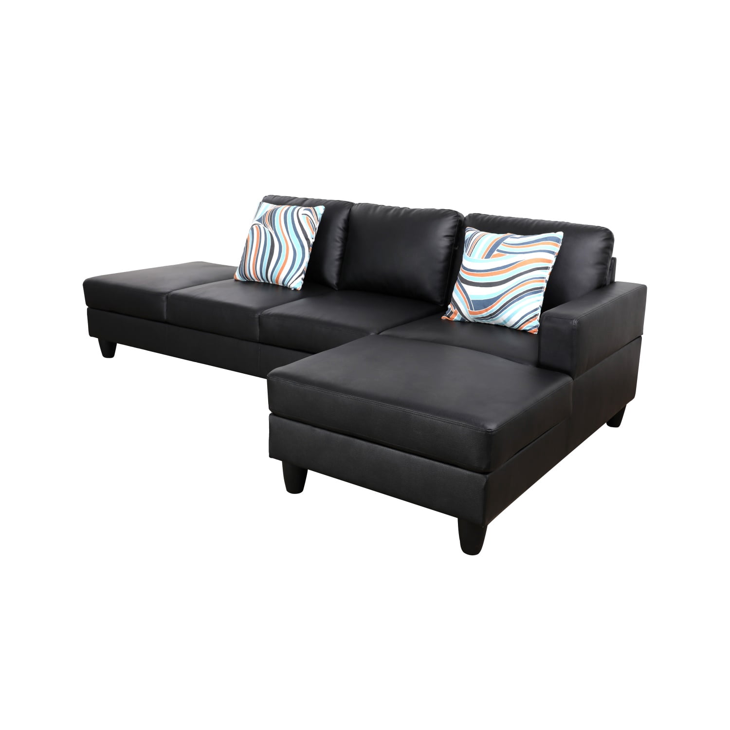 Hommoo L-Shaped Sectional Couch, Living Room Furniture Suitable for Small Space,Black(No Ottoman)