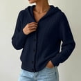 thumbnail image 3 of Women's Hooded Cable Knit Cardigan Button Down Long Sleeve with Pockets Casual Sweater, 3 of 5