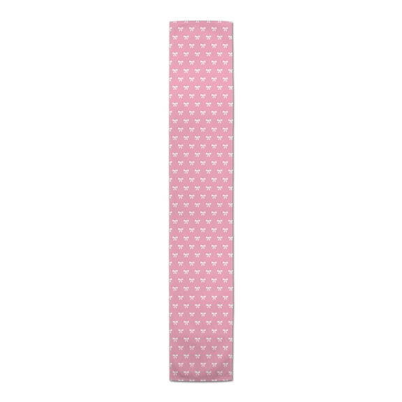 Creative Products Pink and White Bow Pattern 16x90 Poly Twill Table Runner