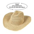 thumbnail image 3 of Jiibva Straw Panama Hat Classic Western Cowboy Hat Hand-crocheted Raffia Straw Wide Brim Beach Sun Hat for Summer Outdoor, 3 of 7