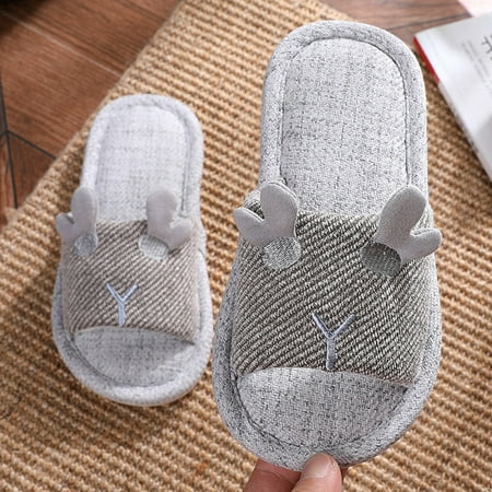 

Aayomet Children Slippers Children Linen Slippers Indoor Home Cotton And Linen Soft Sole Slippers Size 3 Baby Girl Shoes Gray 4.5