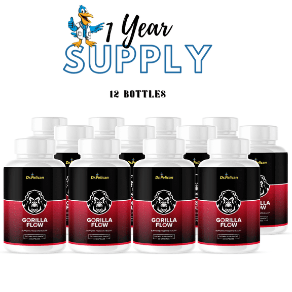 Gorilla Flow- Prostate Support/Urinary Tract Health -12 Bottles- 720 Capsules- Dr. Pelican