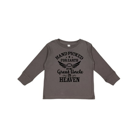 

Inktastic Handpicked for Earth By My Great Uncle in Heaven Boys or Girls Long Sleeve Toddler T-Shirt
