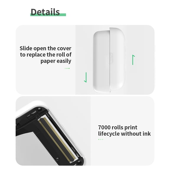 Suodoka A6 Mini Pocket Printer HD 304DPI Wireless BT Thermal Printer Picture Photo Label Memo Notes Journal Receipt Paper Instant Printer Sticker AR Photo Function Inkless Printing Black