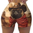 thumbnail image 2 of Daiia Western French Bulldog Cowboy Pattern Women's Workout Shorts Biker Shorts - High Waisted Workout Spandex Tummy Control Gym Running Yoga Shorts-Medium, 2 of 8