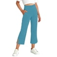 thumbnail image 6 of Maqroz Girls Flare Capri Pants High Waisted Stretchy Yoga Split Hem Summer Athletic Gym Trousers with Pockets Back to School pants 6-15 Years, 6 of 8