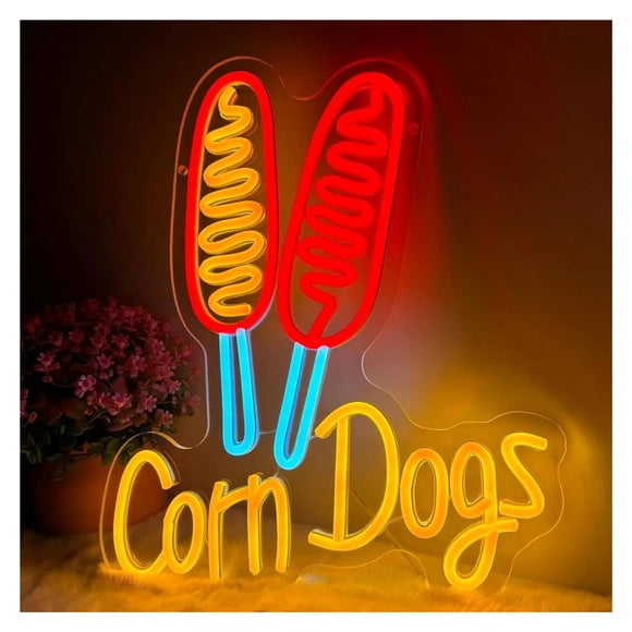 Corn Dogs Neon Sign Dimmable LED Light USB Powered For Restaurant Business Bar Club Hotel Shop Kitchen Party Decor 13.31inx15.71in