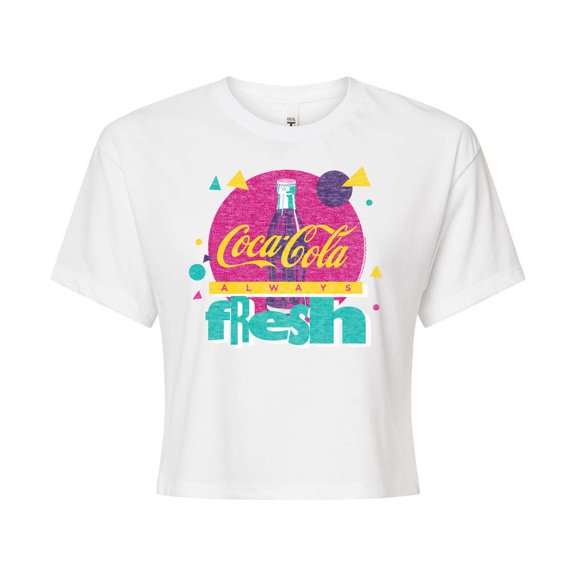 Coca-Cola - 90's Retro - Always Fresh - Juniors Cropped Cotton Blend T-Shirt