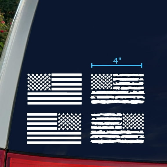 American Flag Decal 4 Pack: American Flag, Distressed American Flag Decals
