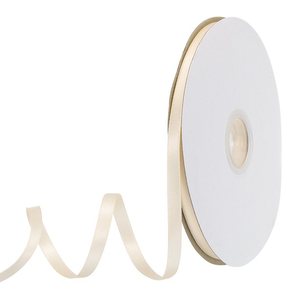 Cinta de Poliéster Unique Bargains 1/4' 50 yardas Doble Refrentado Sólido Para Regalo Fiesta Boda decoración Pálido amarillo