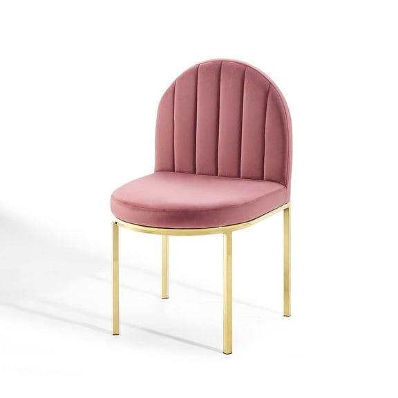 Tufted Side Dining Chair, Velvet, Gold Pink, Modern Contemporary Urban Design, Kitchen Room Cafe Bistro Restaurant Hospitality