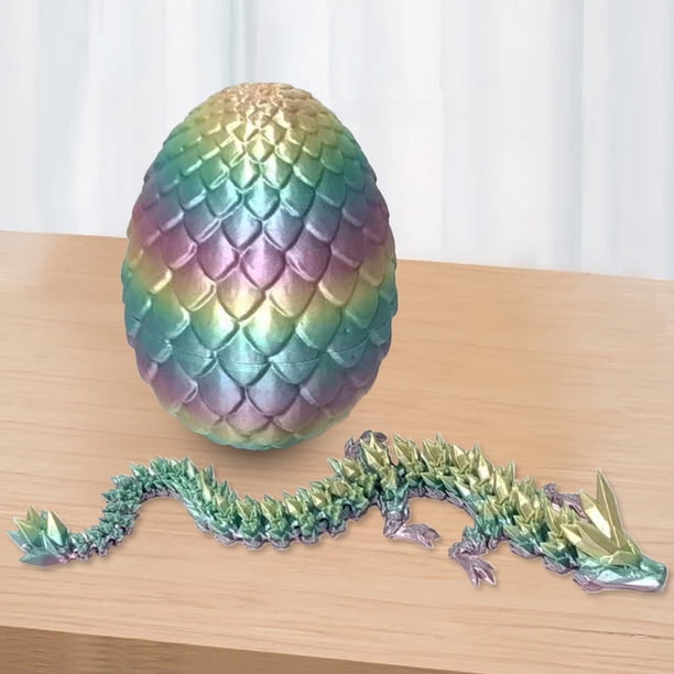 Estatua de dragones chinos impresa en 3D con huevo, articulaciones flexibles, regalo para adultos y niños