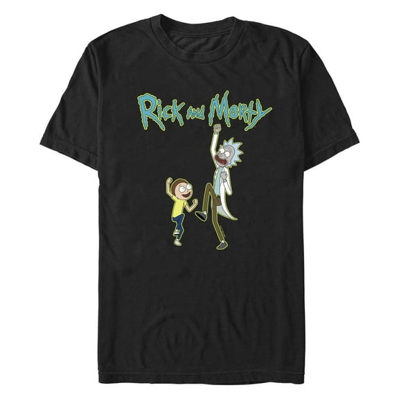 Men's Rick And Morty Fist Pump  Graphic Tee Black Medium
