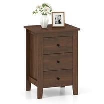 GVN Nightstand with 3 Drawers, Bedside Table for Living Room, Bedroom, Walnut