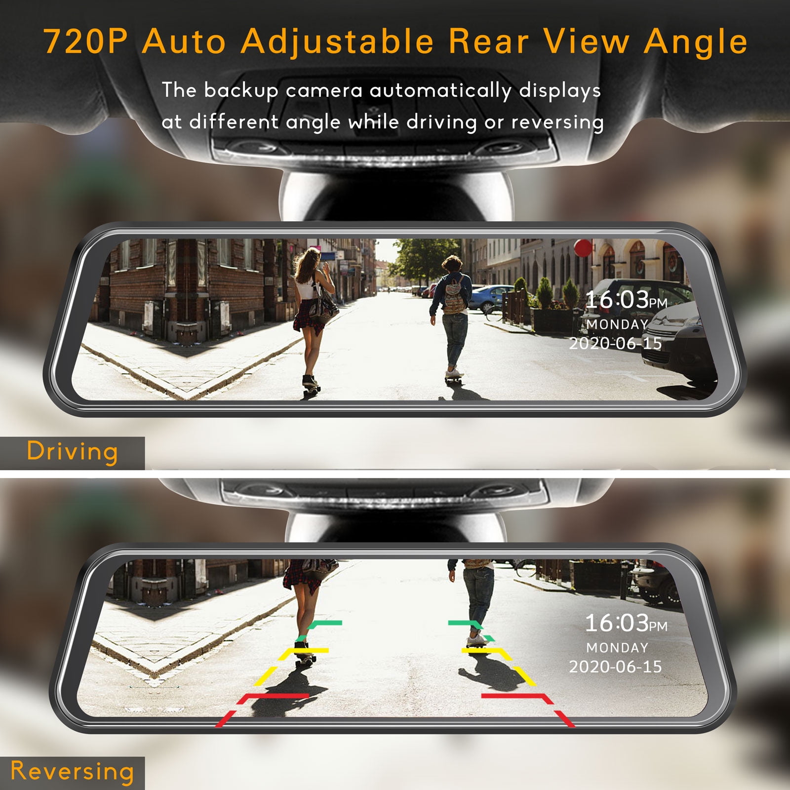 VanTop H609 Dash Camera 1080P Mirror Dual Dash Cam, 10 IPS Full Touch  Screen, Infrared Night Vision, Motion Detection, G-Sensor Black 