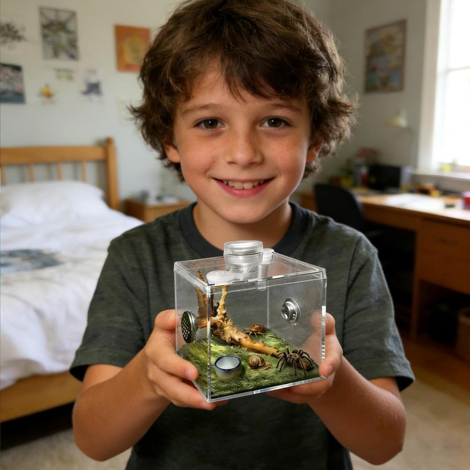 Acrylic Terrarium for Small Reptiles, Jumping Spider, Snail, Mantis
