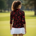 thumbnail image 5 of Uorisanigo Red Heart Women's Golf Shirt with 3/4 Roll Sleeve Size L Versatile Women's Dry-Fit Golf Polo Shirts Fashionable Comfortable Quarter Zip Athletic Tops for Workout Sports, 5 of 7