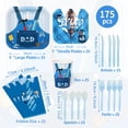 thumbnail image 2 of 175-piece Father's Day party tableware set, including disposable plates, napkins, cups, forks, square Father's Day plates, and napkins, blue Father's Day celebration supplies set, 2 of 4