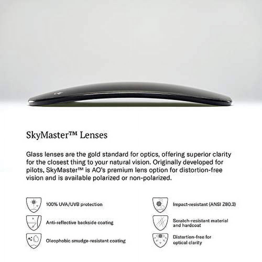 AO Original Pilot Sunglasses, Gold Frame, 52 mm True Color Gray SkyMaster Glass