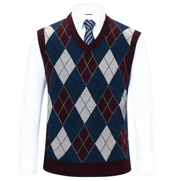XZNGL Men Casual Sweater Vest Uniform Pullover Cotton Knit V-Neck Vest Tops Blouse